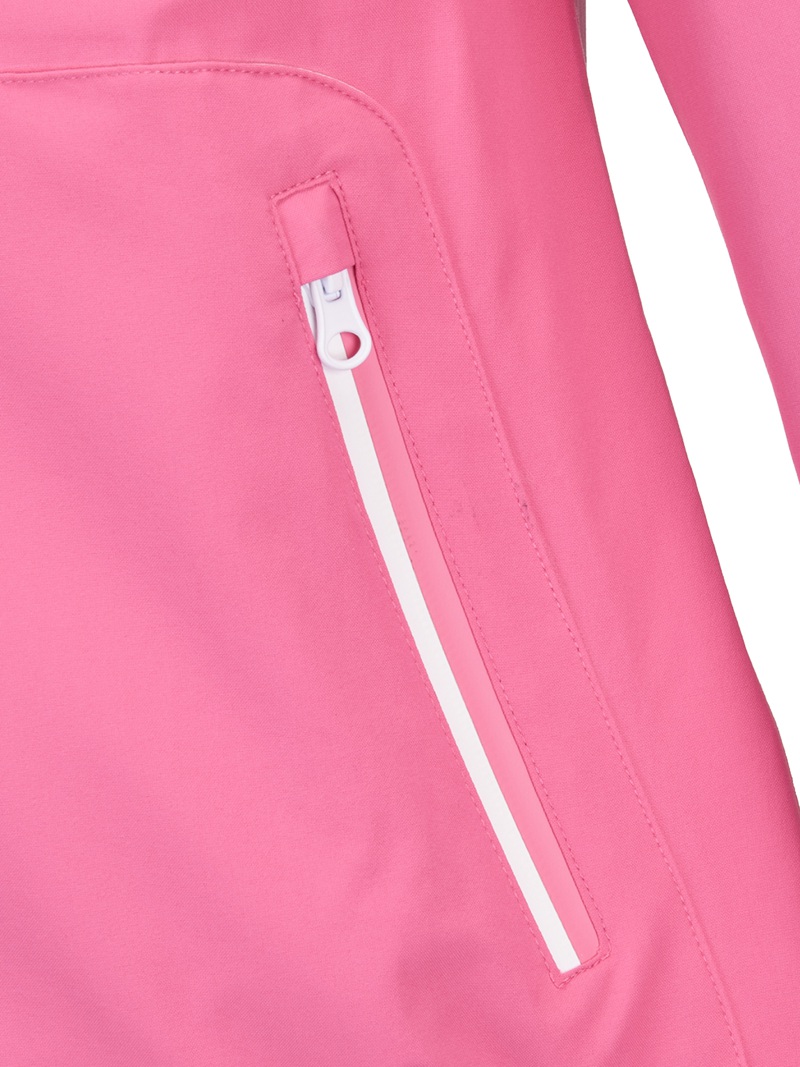 Women Lightweight Waterproof Jacket with Connected Hood Seam Taped Bicolor Zippers Rain Jacket