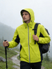 Men Lightweight Waterproof Jacket with Connected Hood Seam Taped Bicolor Zippers Windbreaker 