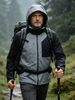 Men Lightweight Waterproof Jacket with Detachable Hood Seam Taped Outdoor Camping