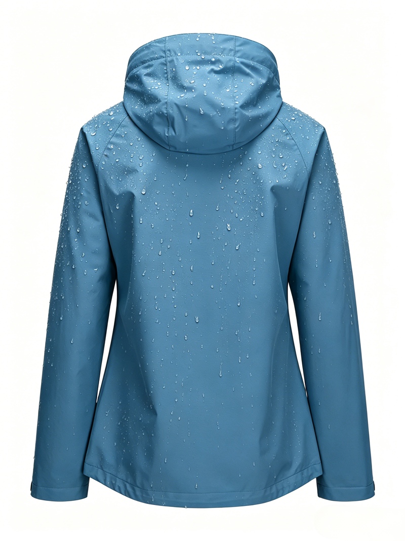 Women Lightweight Waterproof Jacket with Connected Hood Seam Taped Bicolor Zippers Windbreaker