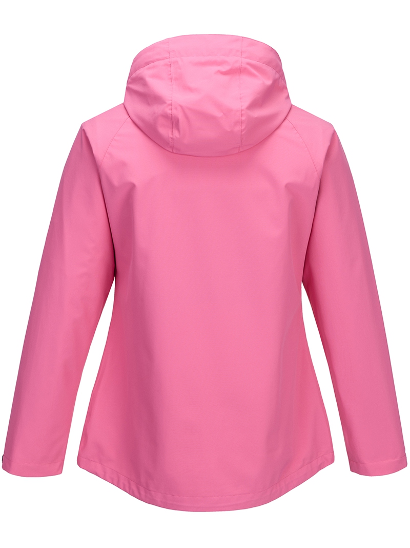 Women Lightweight Waterproof Jacket with Connected Hood Seam Taped Bicolor Zippers Rain Jacket