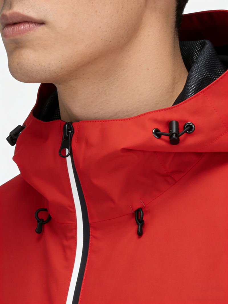 Men Lightweight Waterproof Jacket with Connected Hood Seam Taped Outdoor Hiking Clothing
