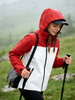 Women Lightweight Waterproof Jacket with Connected Hood Seam Taped Iregular Front Zippers Windbreaker
