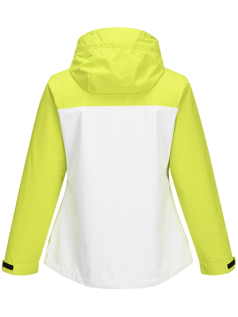 Women Lightweight Waterproof Jacket with Connected Hood Seam Taped Fashion Windbreaker 
