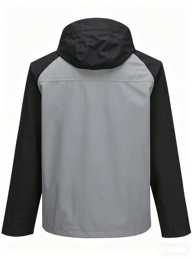 Men Lightweight Waterproof Jacket with Detachable Hood Seam Taped Outdoor Camping
