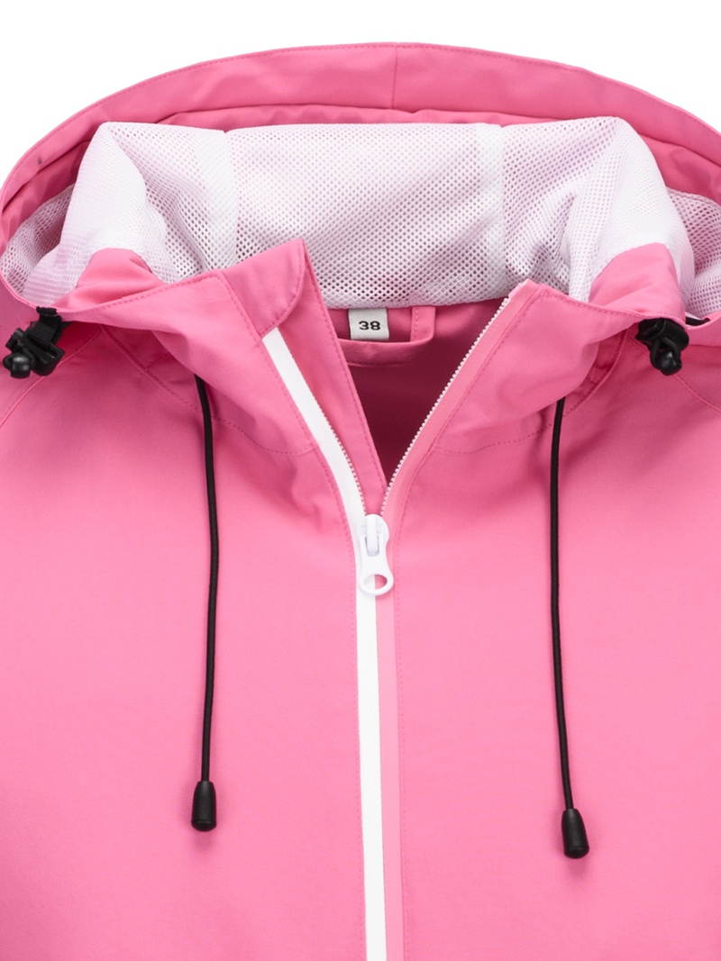 Women Lightweight Waterproof Jacket with Connected Hood Seam Taped Bicolor Zippers Rain Jacket