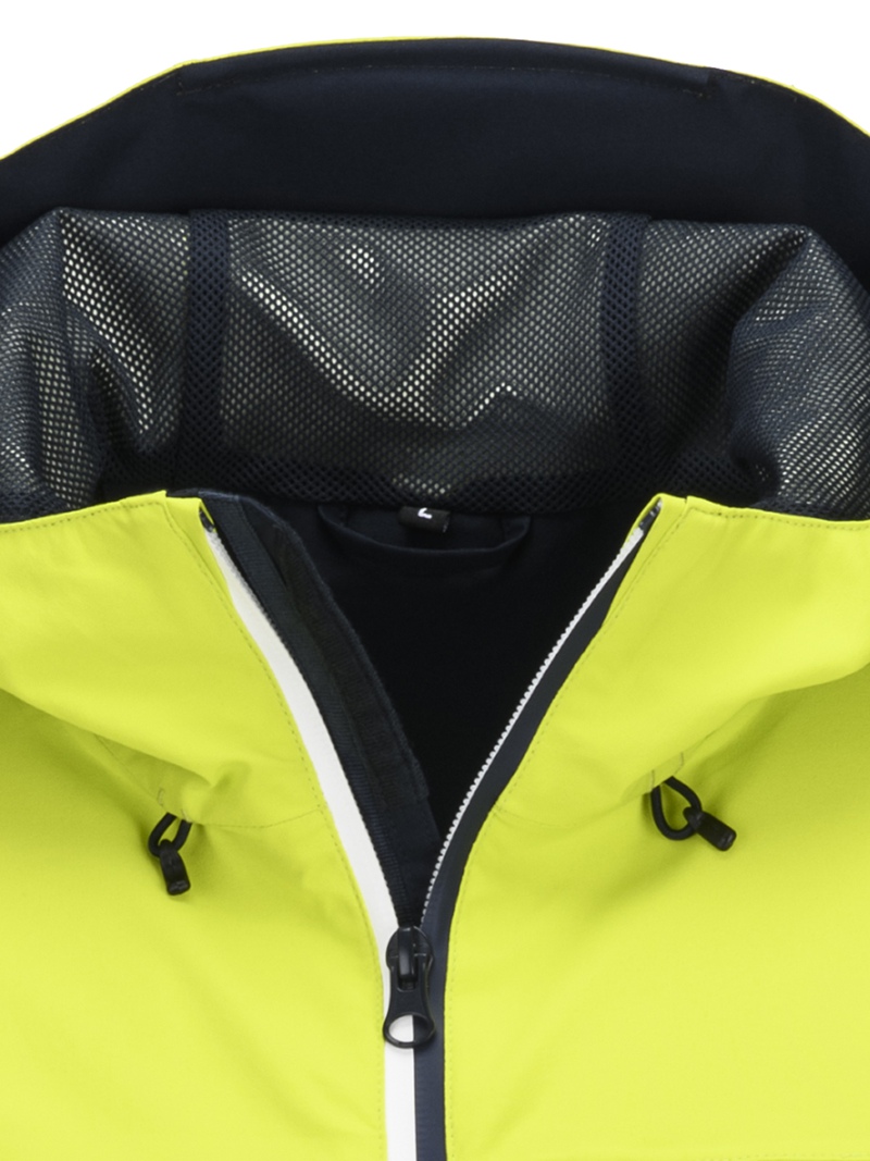 Men Lightweight Waterproof Jacket with Connected Hood Seam Taped Bicolor Zippers Windbreaker 
