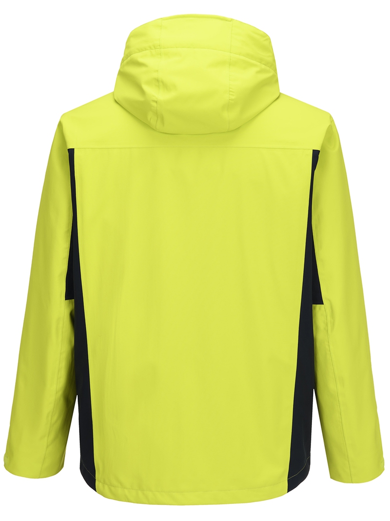 Men Lightweight Waterproof Jacket with Connected Hood Seam Taped Bicolor Zippers Windbreaker 