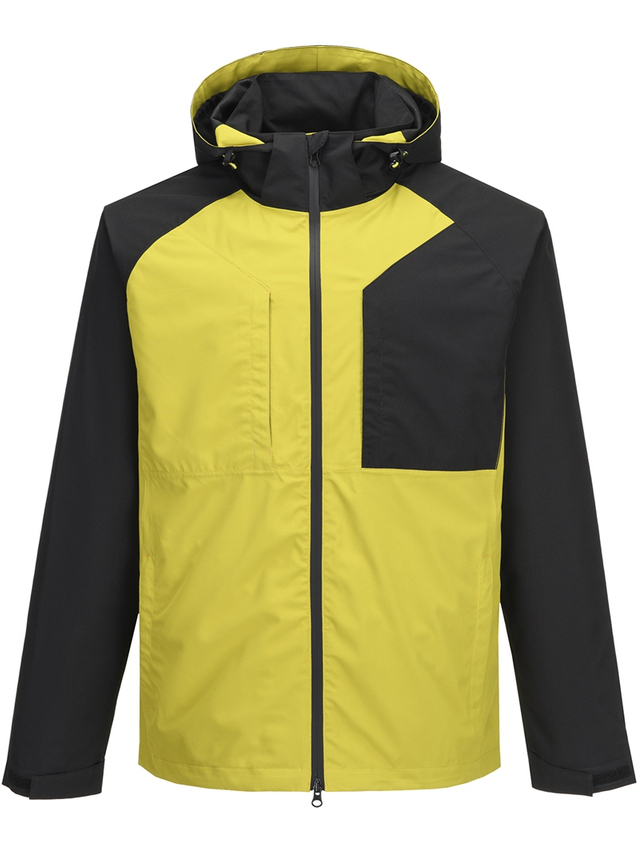 Men Lightweight Waterproof Jacket with Detachable Hood Seam Taped Outdoor Windbreaker
