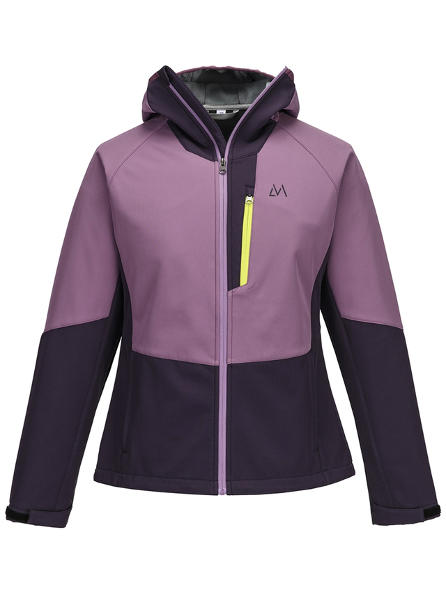 Women Softshell Jacket with Connected Hood Waterproof Water-repellent Windproof Breathable Outdoor Hiking Jacket