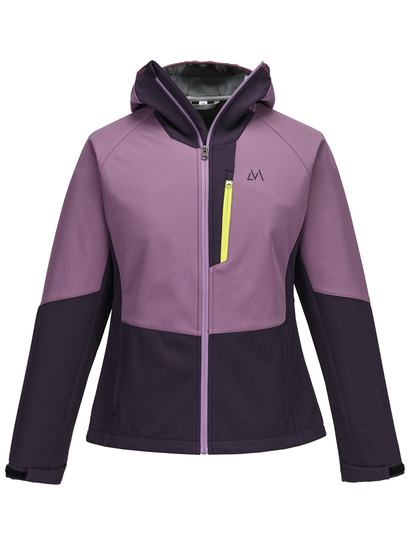 Women Softshell Jacket with Connected Hood Waterproof Water-repellent Windproof Breathable Outdoor Hiking Jacket