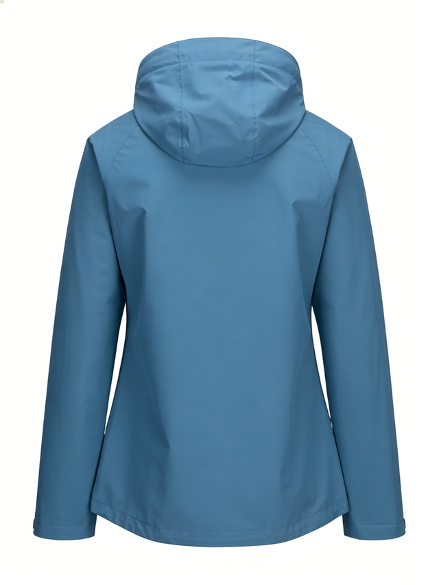 Women Lightweight Waterproof Jacket with Connected Hood Seam Taped Bicolor Zippers Windbreaker