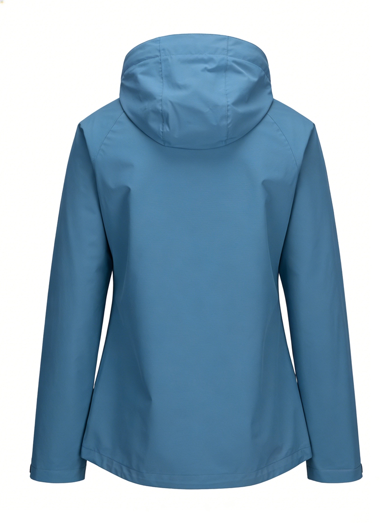 Women Lightweight Waterproof Jacket with Connected Hood Seam Taped Bicolor Zippers Windbreaker