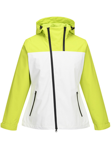 Women Lightweight Waterproof Jacket with Connected Hood Seam Taped Fashion Windbreaker 