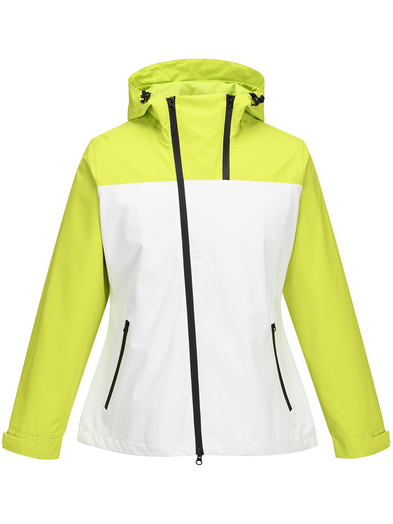 Women Lightweight Waterproof Jacket with Connected Hood Seam Taped Fashion Windbreaker 